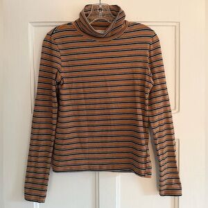 Urban Outfitters Tan and Black Striped Turtleneck